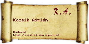 Kocsik Adrián névjegykártya